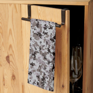 Digitale Camo – Zwart-Grijs SM camo patroon Theedoek