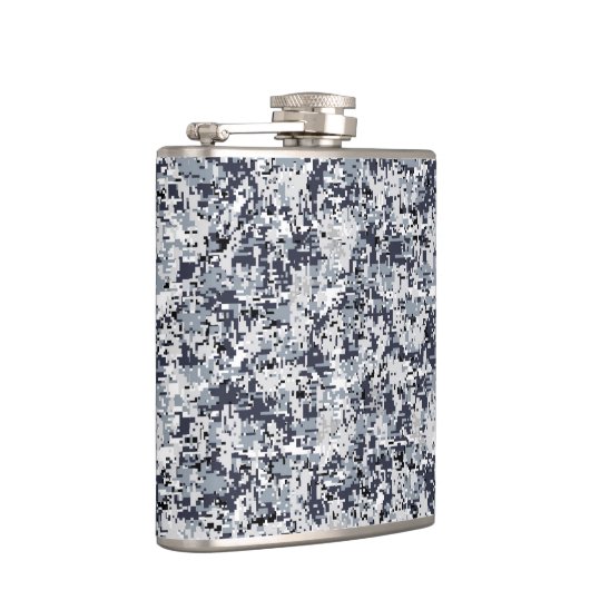 Digitale camouflage voor stadsstijl Silver Gray Heupfles (Rechts)