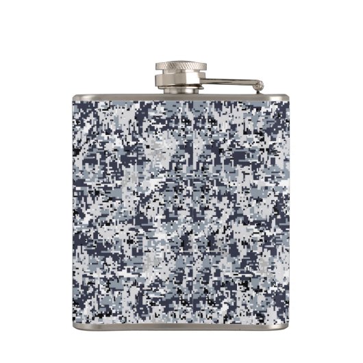 Digitale camouflage voor stadsstijl Silver Gray Heupfles (Achterkant)