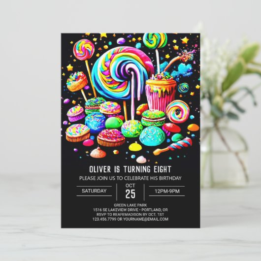 Digitale Candyland Verjaardag Kaart (Staand voorkant)