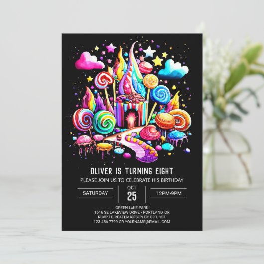 Digitale Candyland Verjaardag Kaart (Staand voorkant)