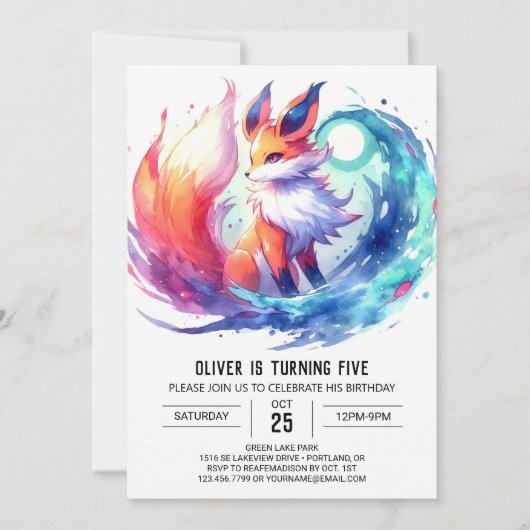 Digitale Chic Fox Verjaardag Kaart (Voorkant)