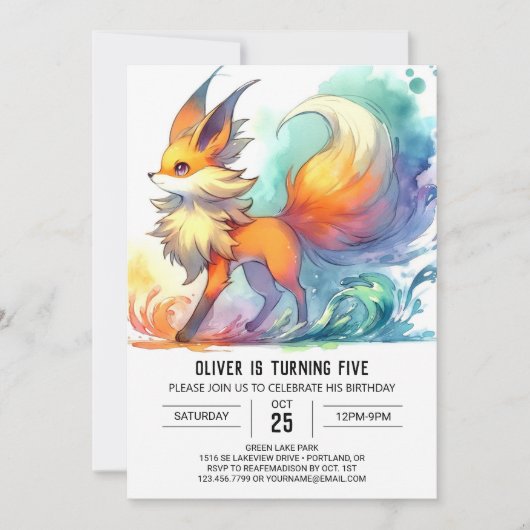 Digitale Chic Fox Verjaardag Kaart (Voorkant)