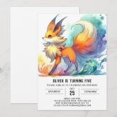 Digitale Chic Fox Verjaardag Kaart (Voorkant / Achterkant)