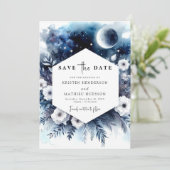 Digitale Chic Maanverlichte bruiloft Save The Date (Staand voorkant)