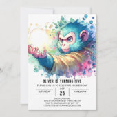 Digitale Chic Monkey Verjaardag Kaart (Voorkant)