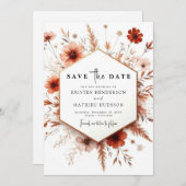 Digitale Chic Terracotta bruiloft Save The Date (Voorkant / Achterkant)