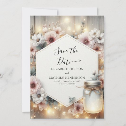 Digitale Classic Mason Jar Wedding Save The Date (Voorkant)
