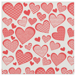 Digitale Collage Style Red Patterned Hearts Stof