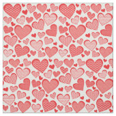 Digitale Collage Style Red Patterned Hearts Stof (Swatch)
