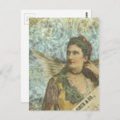 Digitale collage voor gevleugelde dame briefkaart (Voorkant / Achterkant)