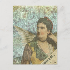 Digitale collage voor gevleugelde dame briefkaart