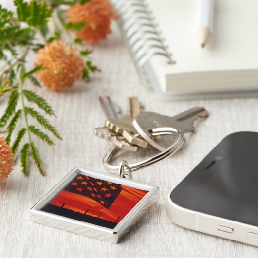 Digitale composiet van de Amerikaanse vlag Sleutelhanger (Zijkant)