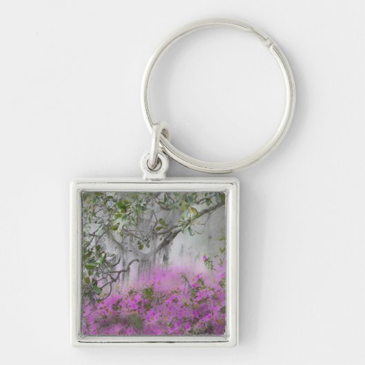 Digitale compositie van Azalea's en magnoliaboom Sleutelhanger (Voorkant)