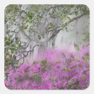 Digitale compositie van Azalea's en magnoliaboom Vierkante Sticker