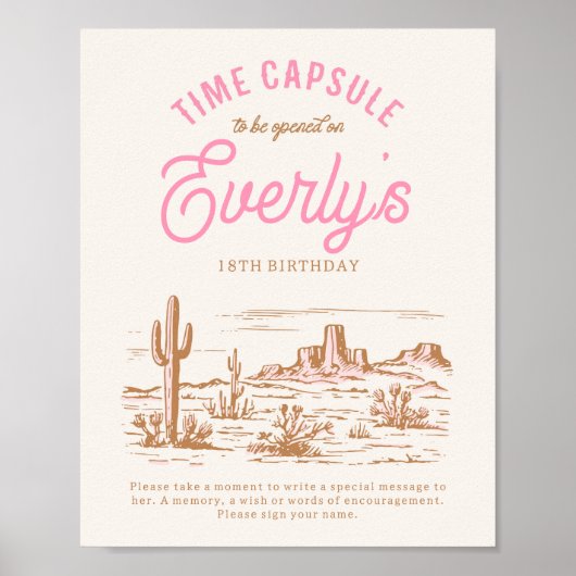 Digitale Cowgirl tijd capsule teken Poster (Voorkant)