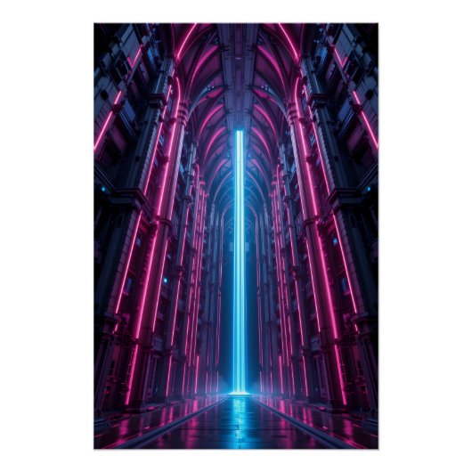 digitale datakathedraal perfect poster (Voorkant)