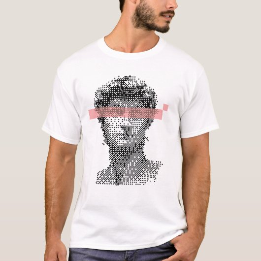 Digitale David Michelangelo Pixel ontwerp T-shirt (Voorkant)