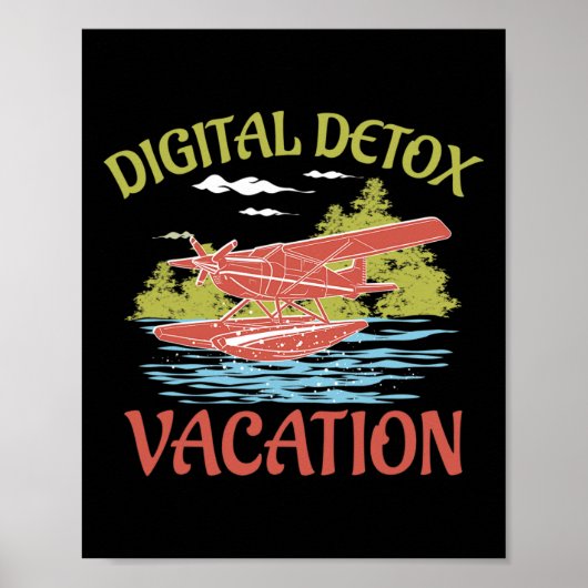 Digitale Detox Vakantie Burnout Stress Awareness Poster (Voorkant)