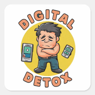 Digitale detox vierkante sticker