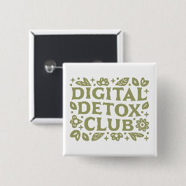 Digitale detoxclub wellness meisje esthetiek vierkante button 5,1 cm