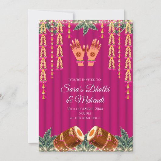 Digitale Dholki uitnodigingen Mehndi uitnodiging,  (Voorkant)