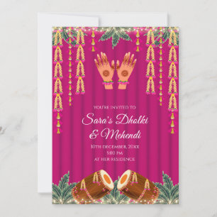 Digitale Dholki uitnodigingen Mehndi uitnodiging, 