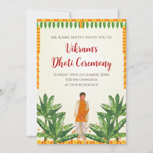 Digitale Dhoti Ceremonie uitnodigingen & Dhoti uit (Voorkant)