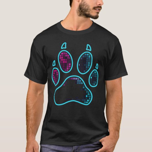 digitale dierenpootafdruk geometrisch t-shirt (Voorkant)