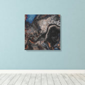 Digitale donkerkleurige zwart-witschilderkunst canvas afdruk (Insitu (Houten vloer))