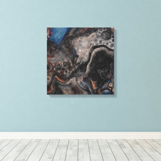 Digitale donkerkleurige zwart-witschilderkunst canvas afdruk (Insitu (Houten vloer))