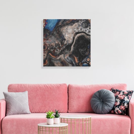 Digitale donkerkleurige zwart-witschilderkunst canvas afdruk (Insitu (Woonkamer))