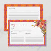 Digitale download Fuchsia bloemenrecept Kaart (Voorkant / Achterkant)