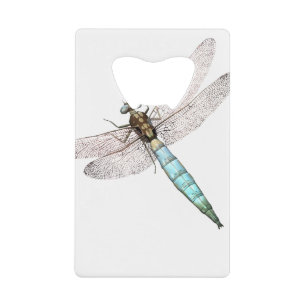 Digitale dragonfly op wit creditkaart flessenopener