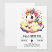 Digitale Eenhoorn Verjaardag Delight Kaart (Voorkant / Achterkant)