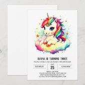 Digitale Eenhoorn Verjaardag Delight Kaart (Voorkant / Achterkant)