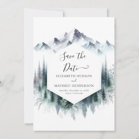 Digitale Eenvoudige Berg Wedding Save The Date (Voorkant)