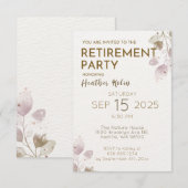 Digitale Elegante Bloemen Pensioen Party Kaarten (Voorkant / Achterkant)