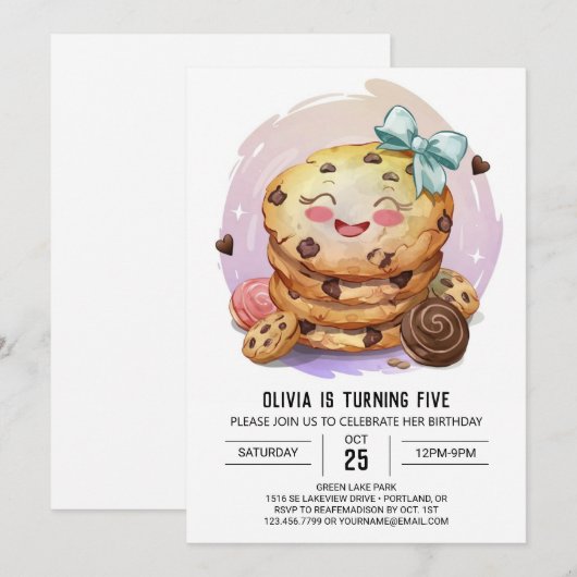 Digitale Elegante Chocolade Cookies Verjaardag Kaart (Voorkant / Achterkant)