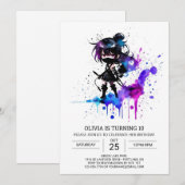 Digitale Elegante Ninja Meisje Verjaardag Kaart (Voorkant / Achterkant)