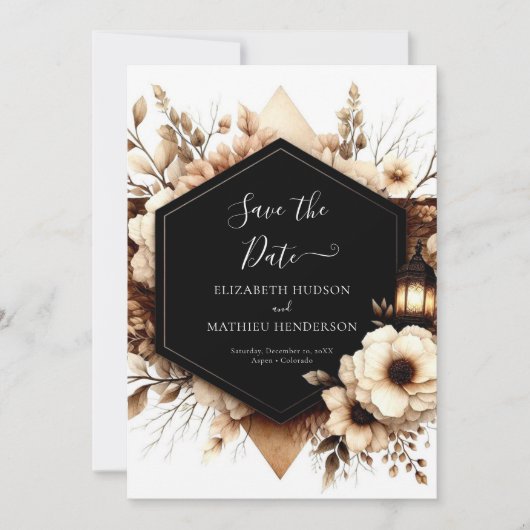 Digitale elegante rustieke bruiloft save the date (Voorkant)