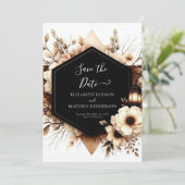 Digitale elegante rustieke bruiloft save the date (Staand voorkant)