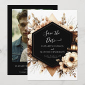 Digitale elegante rustieke bruiloft save the date (Voorkant / Achterkant)