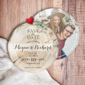 Digitale elegante rustieke houten groen uitnodigin save the date