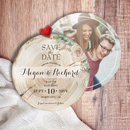 Digitale elegante rustieke houten groen uitnodigin save the date