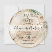 Digitale elegante rustieke houten groen uitnodigin save the date (Voorkant)