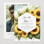 Digitale Elegante Zonnebloem bruiloft Save The Date (Voorkant / Achterkant)