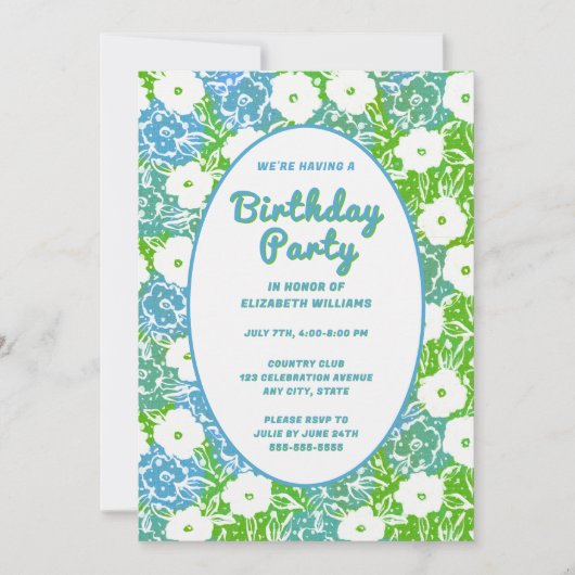 Digitale en papieren verjaardagsfeestuitnodiging B Kaart (Voorkant)