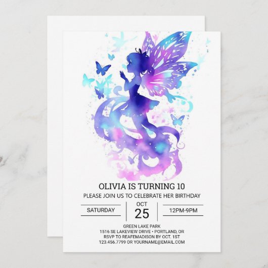 Digitale Fairy Garden Verjaardagsmagie Kaart (Voorkant / Achterkant)