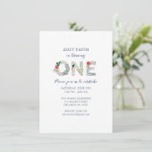 Digitale Floral 1st Girls Birthday Party Kaart (Staand voorkant)